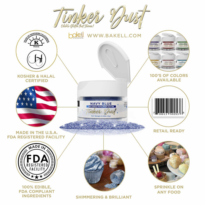 Navy Blue Edible Glitter | Tinker Dust® 5 Grams-Tinker Dust_5G_Google Feed-bakell