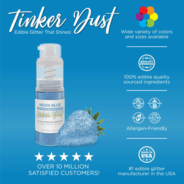 Neon Blue Edible Glitter Spray 25g Pump | Tinker Dust®-B2C_Tinker Dust_25g Pump-bakell