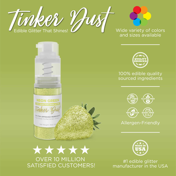 Neon Green Edible Glitter Spray 25g Pump | Tinker Dust®-B2C_Tinker Dust_25g Pump-bakell