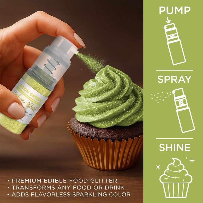 Neon Green Edible Glitter Spray 4g Pump | Tinker Dust®-B2C_Tinker Dust_Mini Pump-bakell