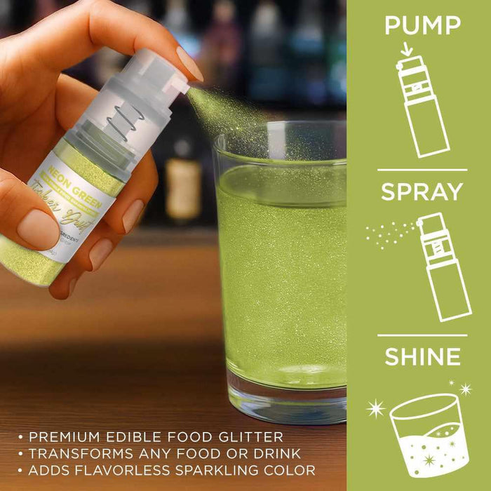 Neon Green Edible Glitter Spray 4g Pump | Tinker Dust®-B2C_Tinker Dust_Mini Pump-bakell