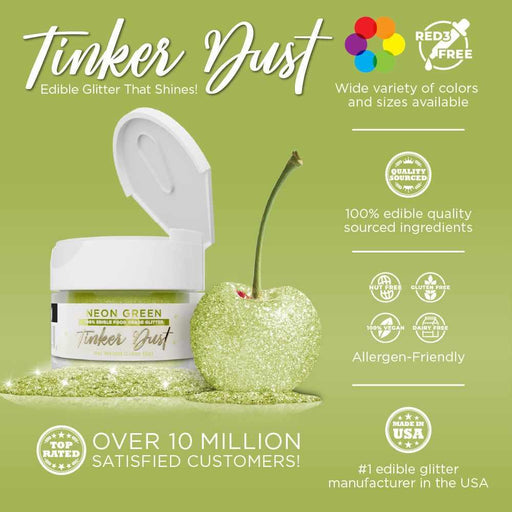 Neon Green Edible Glitter | Tinker Dust® 5 Grams-Google Feed_Tinker Dust-bakell
