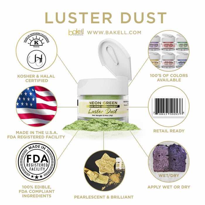 Neon Green Luster Dust 4 Gram Jar-Luster Dust_4G_Google Feed-bakell