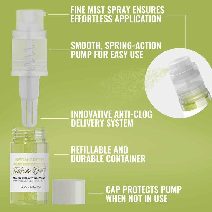 Neon Green Tinker Dust® Glitter | 4g Spray Pump Wholesale-Wholesale_Tinker Dust_Mini Pumps-bakell