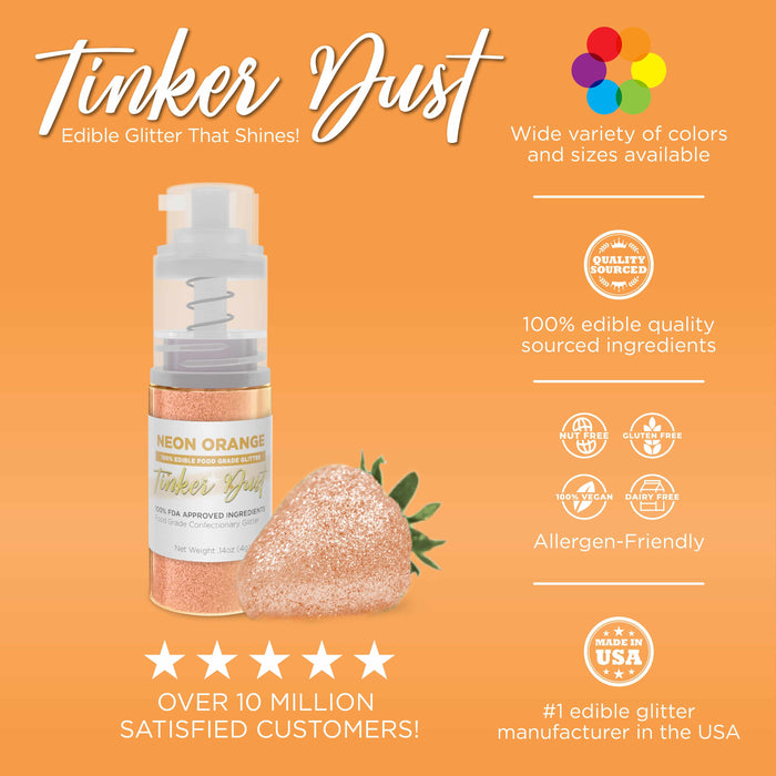 Neon Orange Edible Glitter Spray 25g Pump | Tinker Dust®-B2C_Tinker Dust_25g Pump-bakell