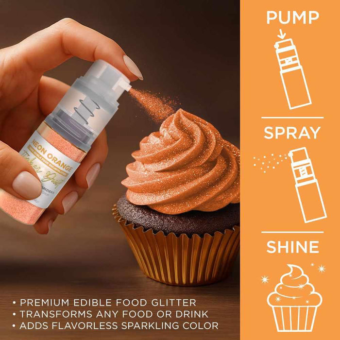 Neon Orange Edible Glitter Spray 4g Pump | Tinker Dust®-B2C_Tinker Dust_Mini Pump-bakell