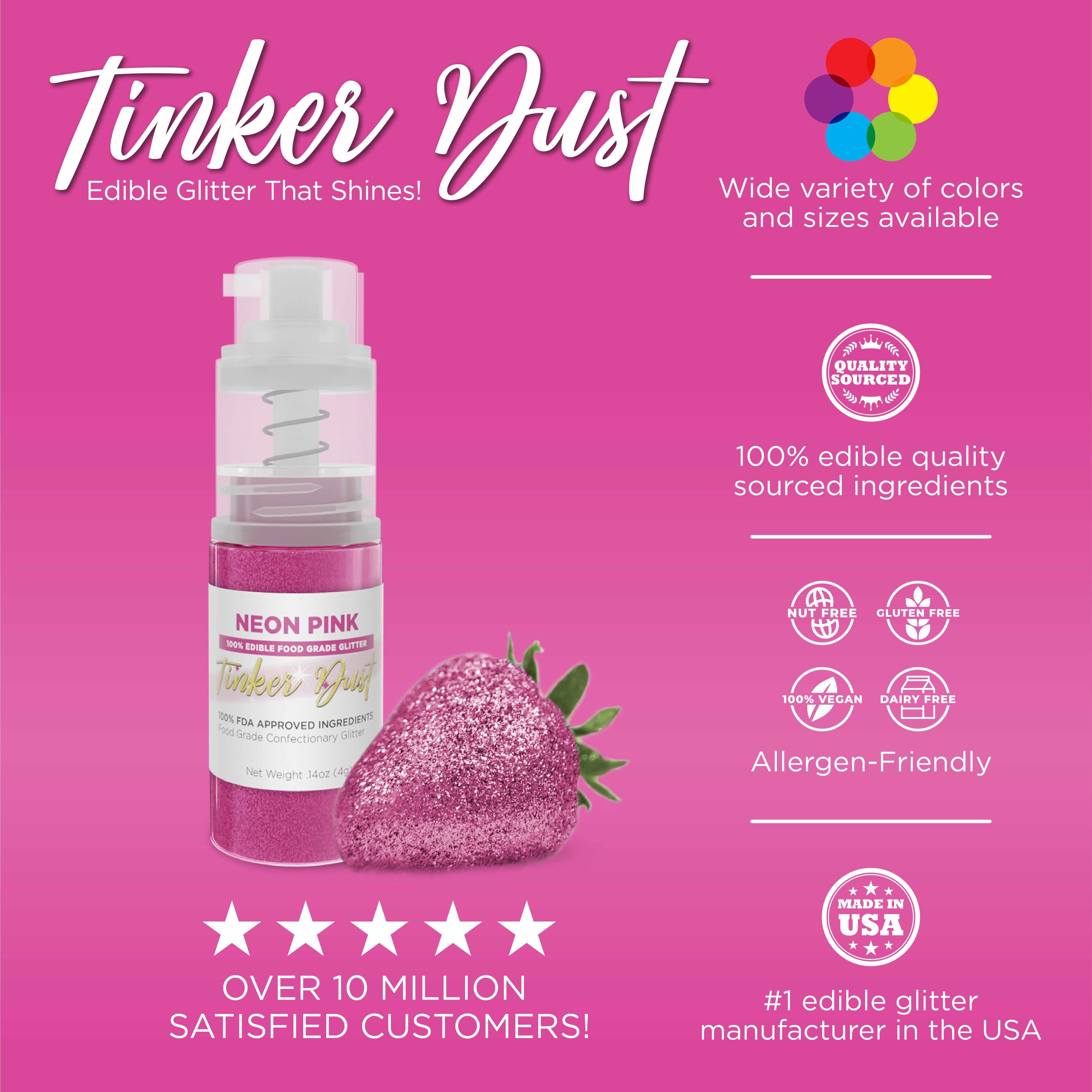 Neon Pink Edible Glitter Spray 25g Pump | Tinker Dust®-B2C_Tinker Dust_25g Pump-bakell