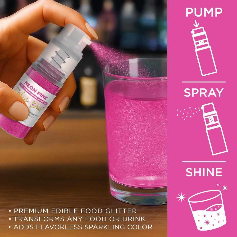 Neon Pink Edible Glitter Spray 4g Pump | Tinker Dust®-B2C_Tinker Dust_Mini Pump-bakell