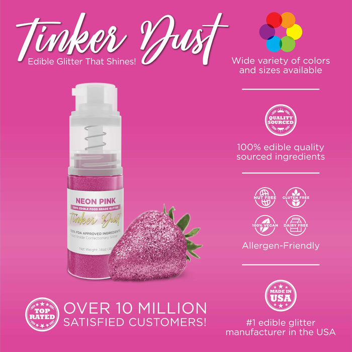 Neon Pink Tinker Dust® Glitter | 4g Spray Pump Private Label-Private Label_Tinker Dust_Mini Pump-bakell
