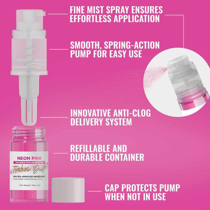 Neon Pink Tinker Dust® Glitter | 4g Spray Pump Private Label-Private Label_Tinker Dust_Mini Pump-bakell