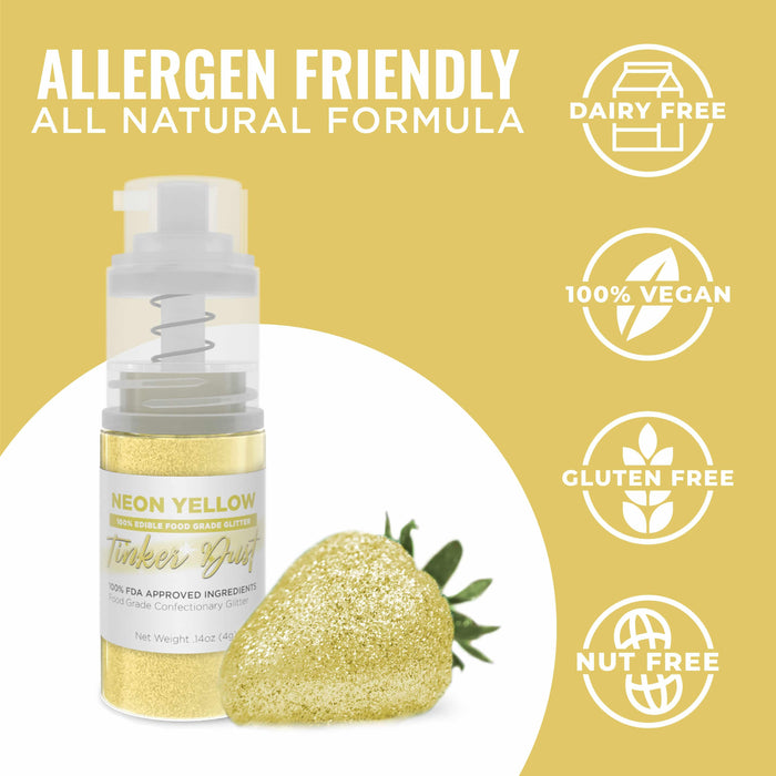 Neon Yellow Edible Glitter Spray 4g Pump | Tinker Dust®-B2C_Tinker Dust_Mini Pump-bakell