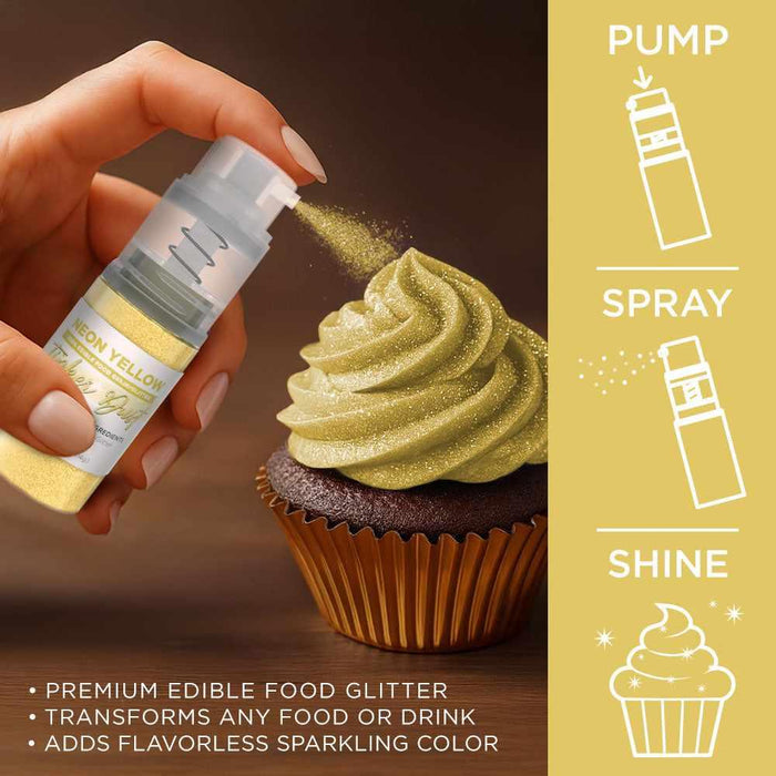 Neon Yellow Edible Glitter Spray 4g Pump | Tinker Dust®-B2C_Tinker Dust_Mini Pump-bakell