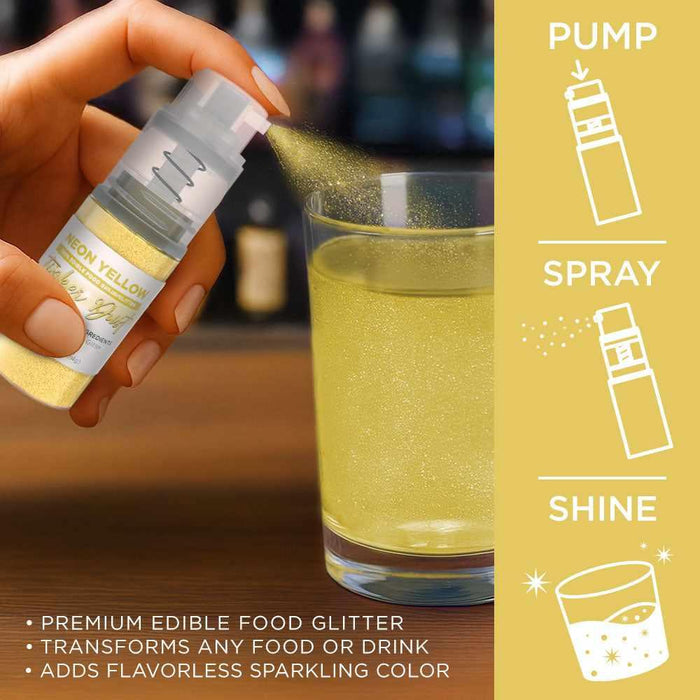 Neon Yellow Edible Glitter Spray 4g Pump | Tinker Dust®-B2C_Tinker Dust_Mini Pump-bakell