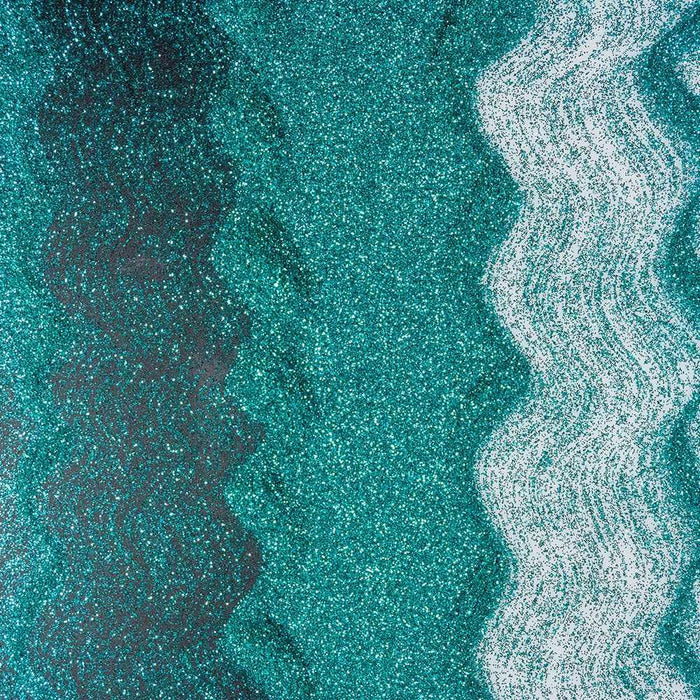 Ocean blue-green ultrafine metallic craft glitter with wavy white accents, shimmering on a dark background.
