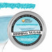Brew Glitter Ocean Blue Rimming Sugar in a 4oz aluminum tin, with a cocktail glass rimmed in blue sugar.