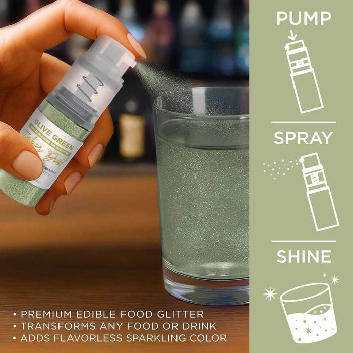 Olive Green Edible Glitter Spray 4g Pump | Tinker Dust®-B2C_Tinker Dust_Mini Pump-bakell