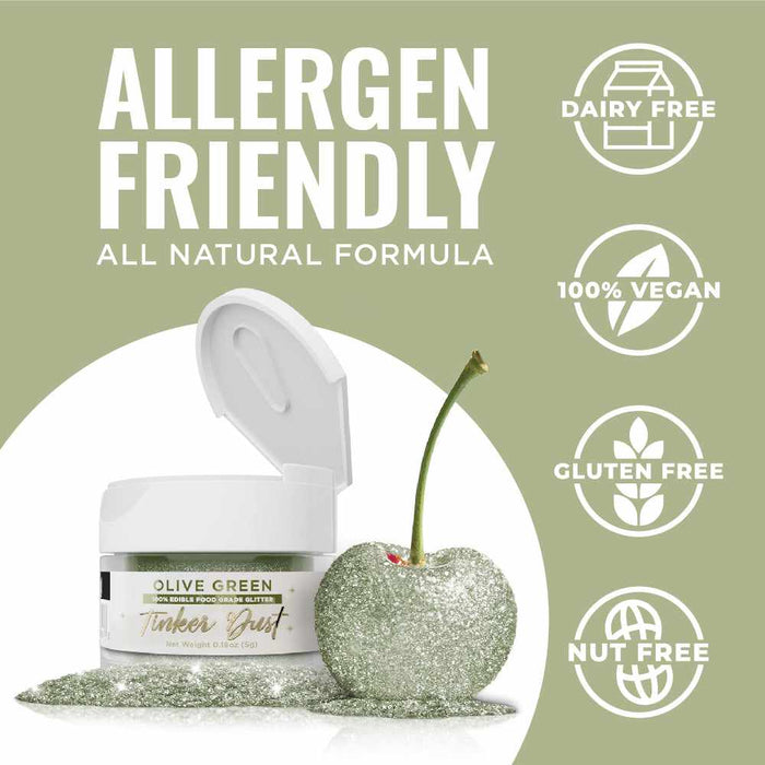 Olive Green Edible Glitter | Tinker Dust®-B2C_Tinker Dust-bakell
