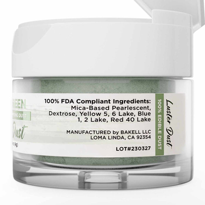 Olive Green Edible Luster Dust | FDA Approved & Kosher Pareve | Bakell.com