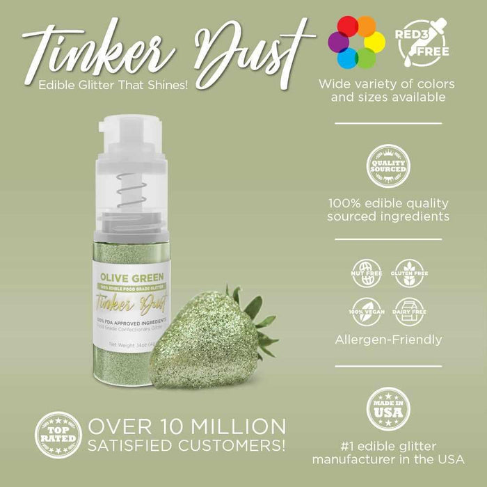 Olive Green Tinker Dust® Glitter | 4g Spray Pump Private Label-Private Label_Tinker Dust_Mini Pump-bakell