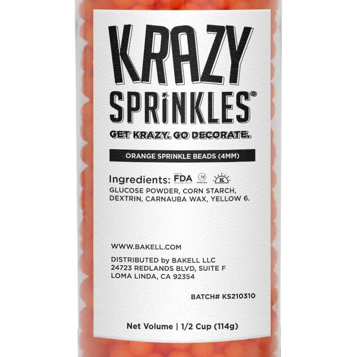 Orange 4mm Sprinkle Beads by Krazy Sprinkles® | Wholesale Sprinkles