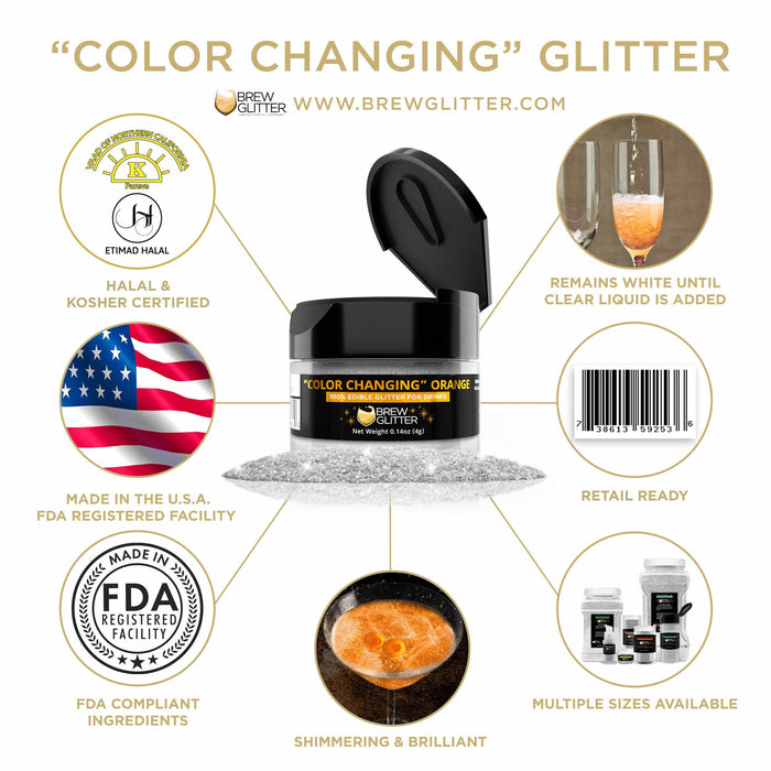 Orange Color Changing Brew Glitter® Private Label-Color Changing Glitter_Private Label-bakell