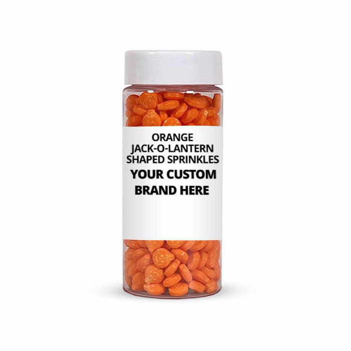 direct shot of jack o lantern sprinkles with a private label