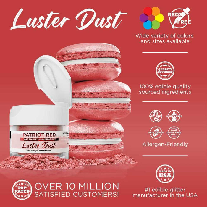Patriot Red Luster Dust 4 Gram Jar-Google Feed_Luster Dust-bakell