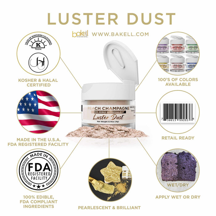 Edible Peach Luster Dust & Paint | FDA Approved Peach Dust | Bakell