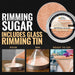 Peach Pearl rimming sugar in a 4oz tin with instructional steps for garnishing cocktail glasses.