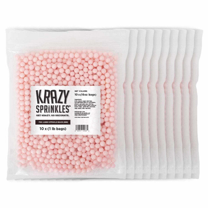 Bulk Size Pink 8mm Beads Sprinkle | Krazy Sprinkles | Bakell