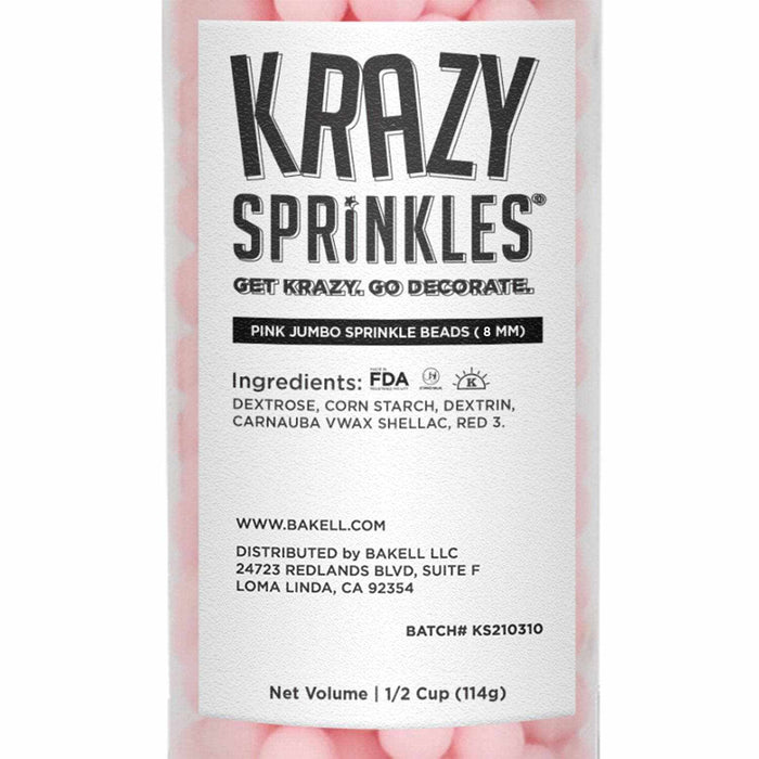 Bulk Size Pink 8mm Beads Sprinkle | Krazy Sprinkles | Bakell