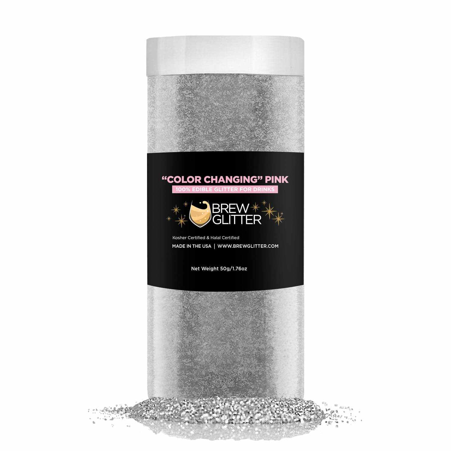 Pink Color Changing Edible Drink Glitter | Bakell