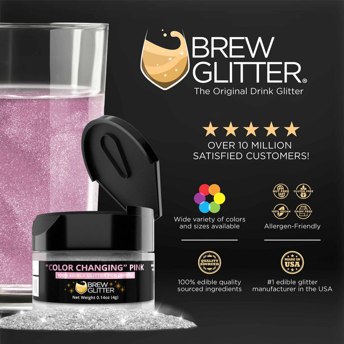 Pink Color Changing Brew Glitter® Necker | Private Label-Private Label_Brew Glitter Samples with Tags-bakell