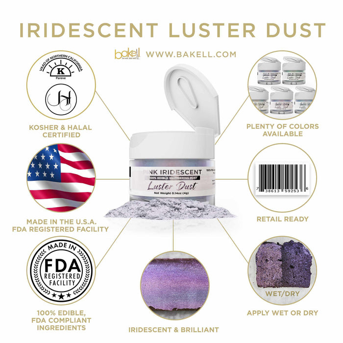Pink Iridescent Luster Dust 4 Gram Jar-Luster Dust_4G_Google Feed-bakell