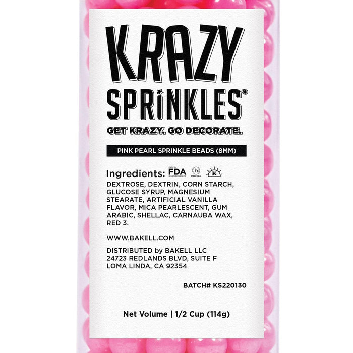 Bulk Size Pink Pearl 8mm Beads Sprinkles | Krazy Sprinkles
