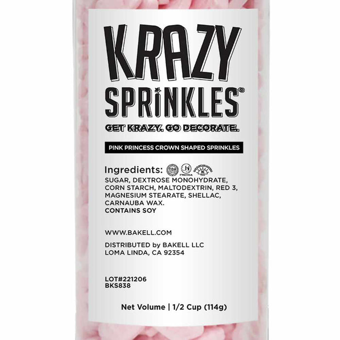 Pink Princess Crown Shaped Sprinkles Wholesale (24 units per/ case) | Bakell