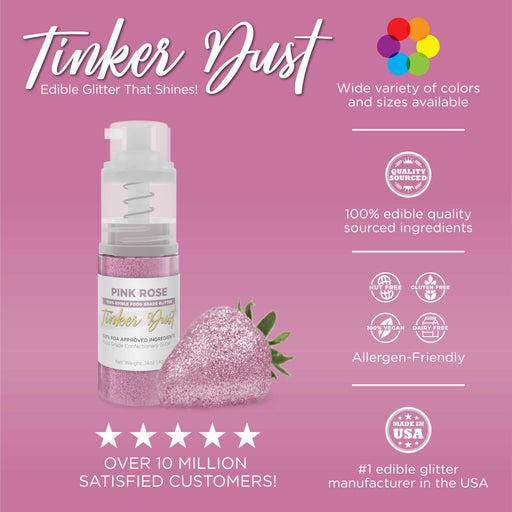 Pink Rose Edible Glitter Spray 4g Pump | Tinker Dust®-B2C_Tinker Dust_Mini Pump-bakell