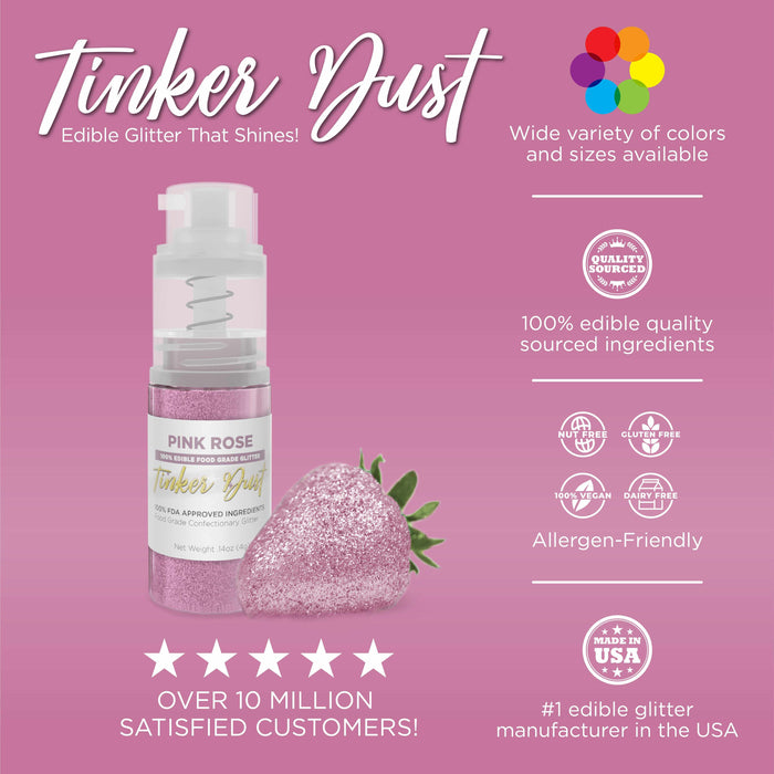 Pink Rose Edible Glitter Spray 4g Pump | Tinker Dust®-B2C_Tinker Dust_Mini Pump-bakell
