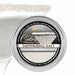 White shimmering cocktail rimming salt in a 4oz round metal tin, shown with a salt-rimmed glass garnish.