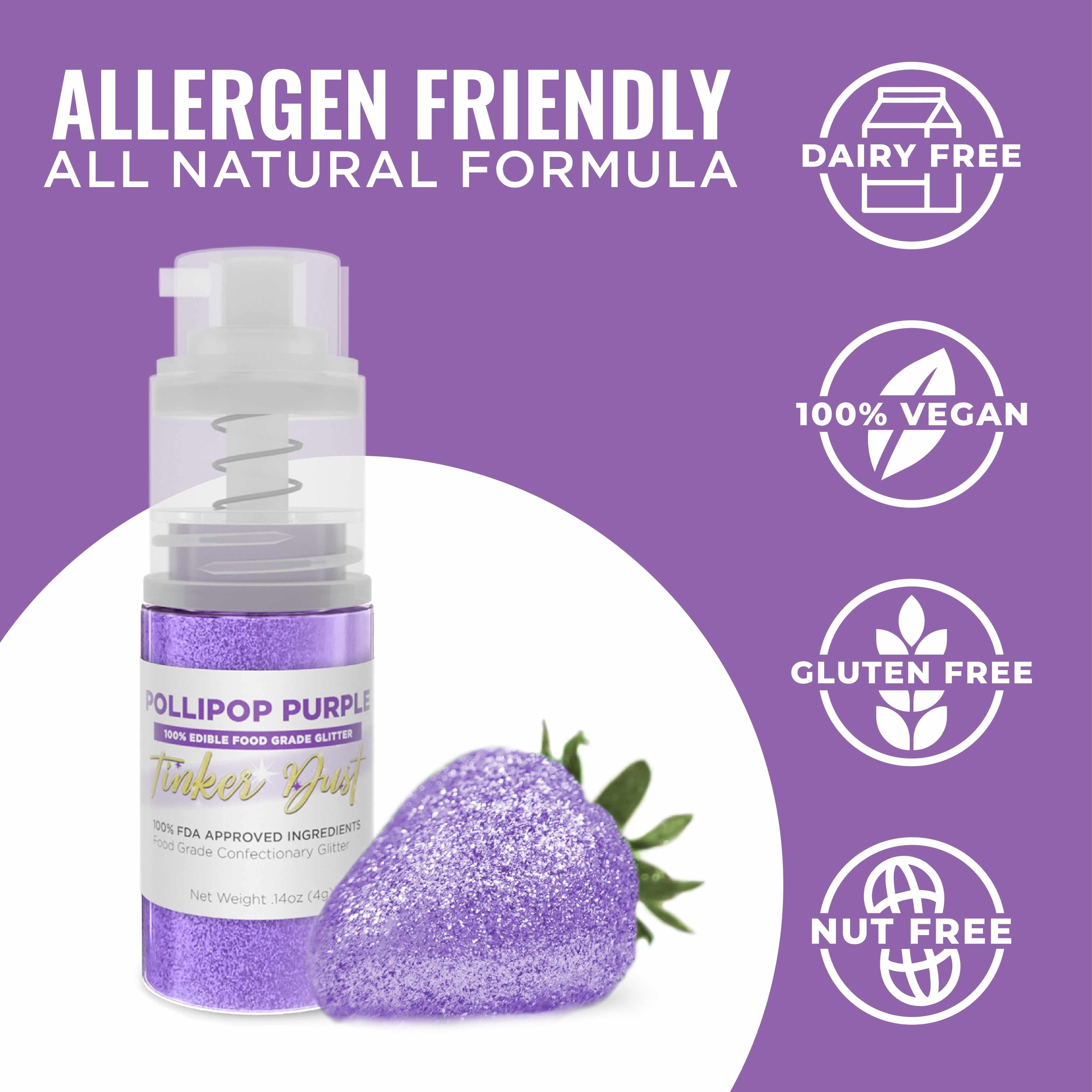 Pollipop Purple Edible Glitter Spray 4g Pump | Tinker Dust®-B2C_Tinker Dust_Mini Pump-bakell