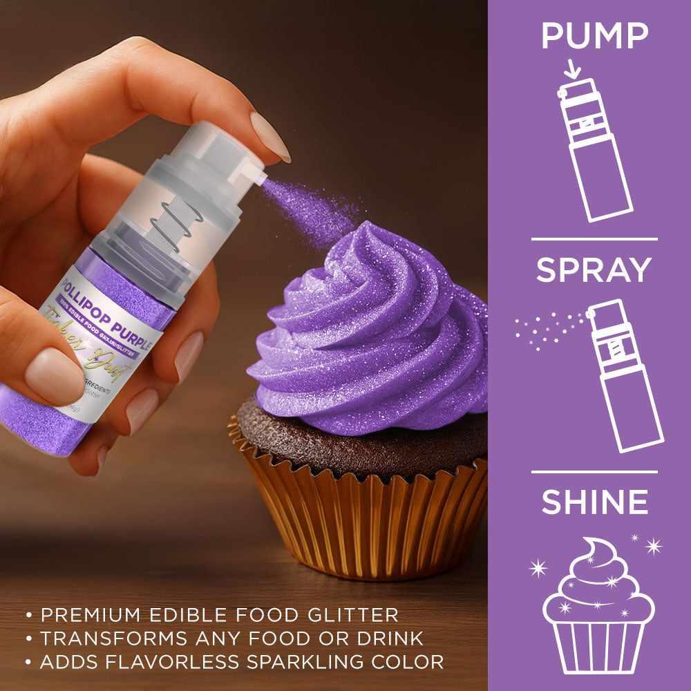 Pollipop Purple Edible Glitter Spray 4g Pump | Tinker Dust®-B2C_Tinker Dust_Mini Pump-bakell