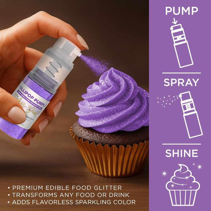 Pollipop Purple Edible Glitter Spray 4g Pump | Tinker Dust®-B2C_Tinker Dust_Mini Pump-bakell