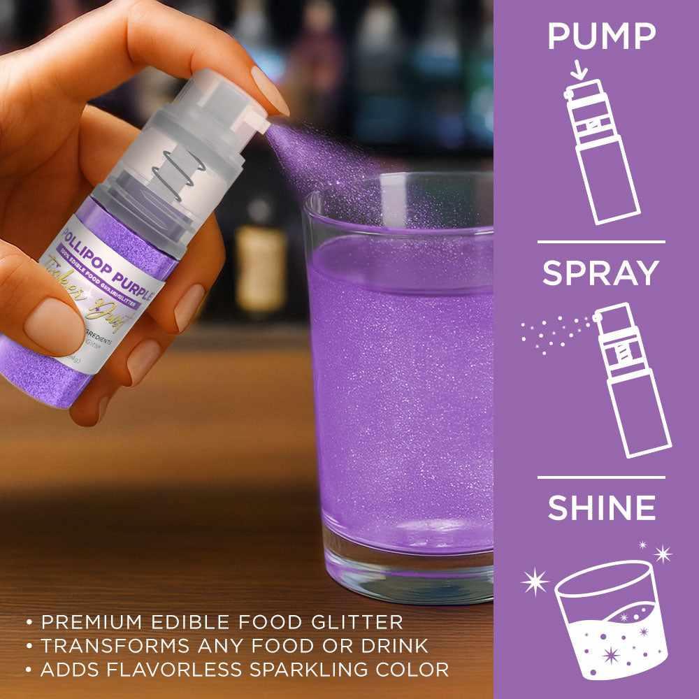Pollipop Purple Edible Glitter Spray 4g Pump | Tinker Dust®-B2C_Tinker Dust_Mini Pump-bakell