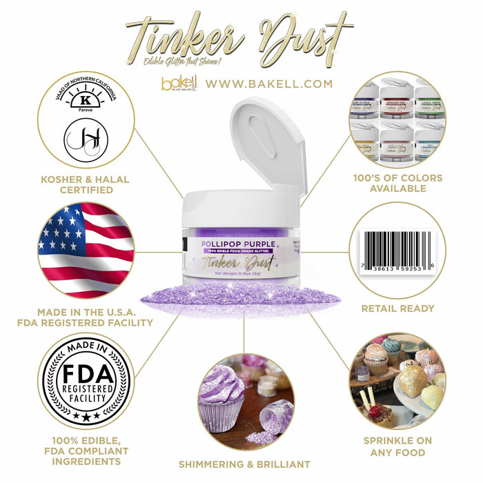 Pollipop Purple Edible Glitter | Tinker Dust® 5 Grams-Tinker Dust_5G_Google Feed-bakell