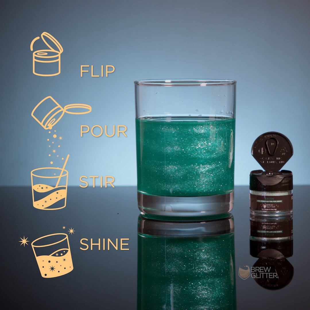 Green Edible Glitter for Drinks | Brew Glitter