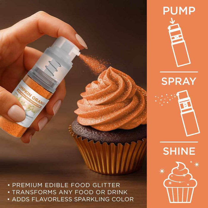 Pumpkin Orange Edible Glitter Spray 4g Pump | Tinker Dust®-B2C_Tinker Dust_Mini Pump-bakell
