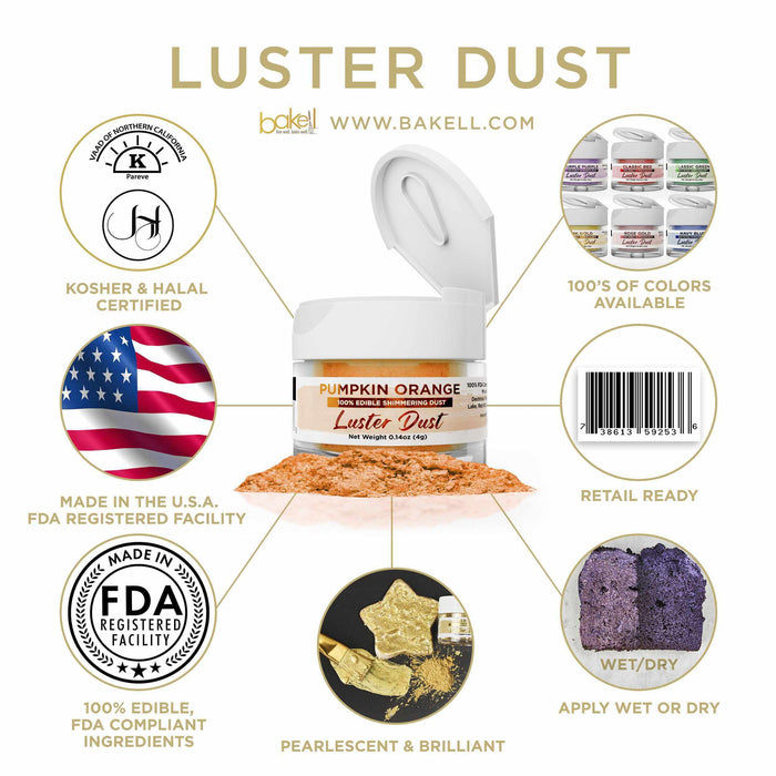Pumpkin Orange Luster Dust 4 Gram Jar-Luster Dust_4G_Google Feed-bakell
