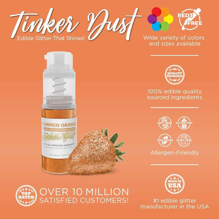 Pumpkin Orange Tinker Dust® Glitter | 4g Spray Pump Private Label-Private Label_Tinker Dust_Mini Pump-bakell