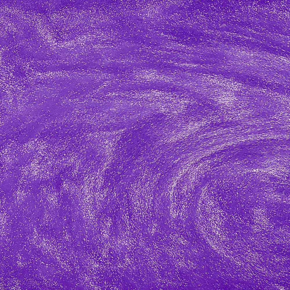 Vibrant purple edible drink glitter swirling in a liquid, creating a shimmering, sparkling effect.