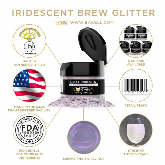 Purple Iridescent Glitter for Coffee, Cappuccinos & Lattes | Bakell.com